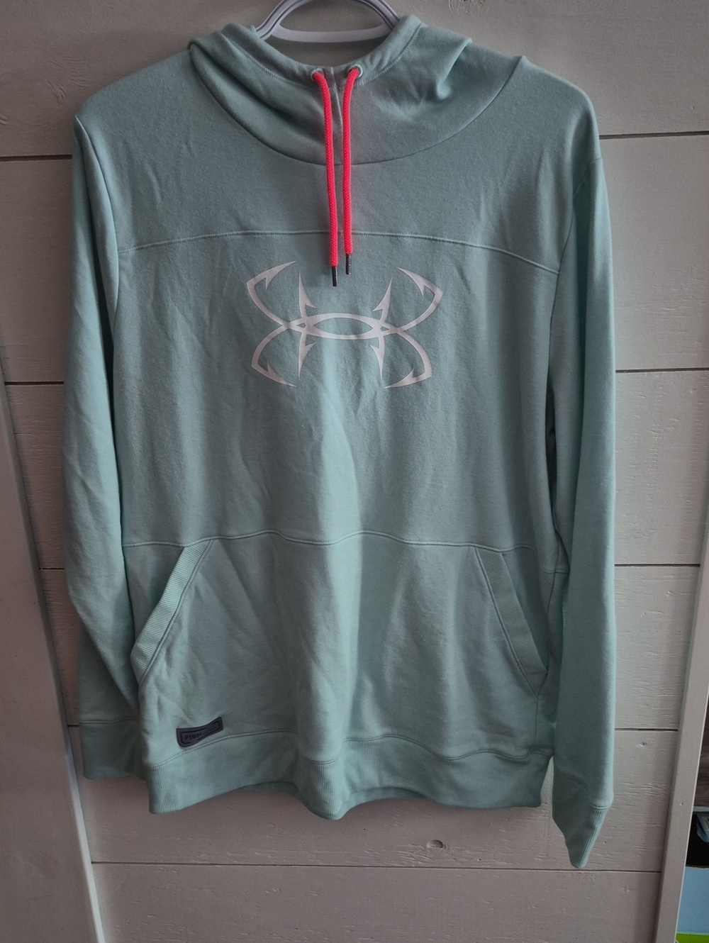 Under Armour Womans's Light Teal Crewneck Hoodie with Pink Drawcords